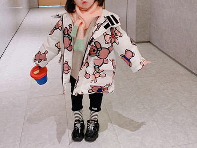 Jauna modeļa bērnu jaka ar kapuci meitenēm zilā un baltā krāsā