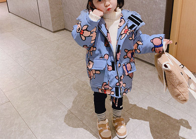 Jauna modeļa bērnu jaka ar kapuci meitenēm zilā un baltā krāsā