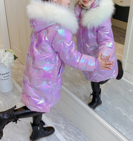 Dječja ležerna jakna s perom i džepovima u dvije boje