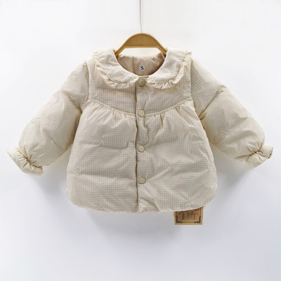 Languotas vaikiškas švarkas su garbanomis ant apykaklės ir sagų