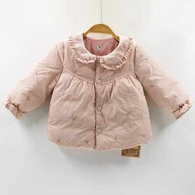 Languotas vaikiškas švarkas su garbanomis ant apykaklės ir sagų