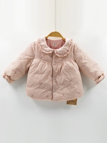 Languotas vaikiškas švarkas su garbanomis ant apykaklės ir sagų