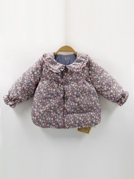 Languotas vaikiškas švarkas su garbanomis ant apykaklės ir sagų