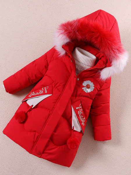 Dnevna dječja jakna s kapuljačom i vezom za djevojčice