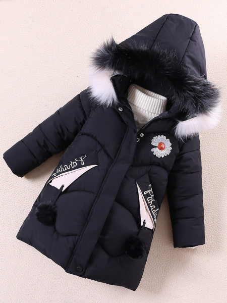 Dnevna dječja jakna s kapuljačom i vezom za djevojčice