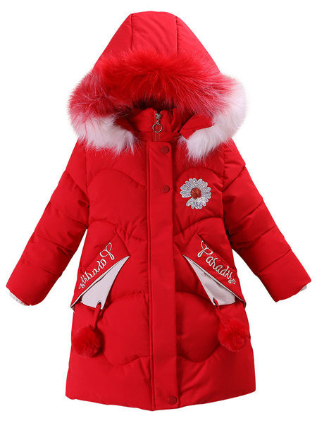 Dnevna dječja jakna s kapuljačom i vezom za djevojčice