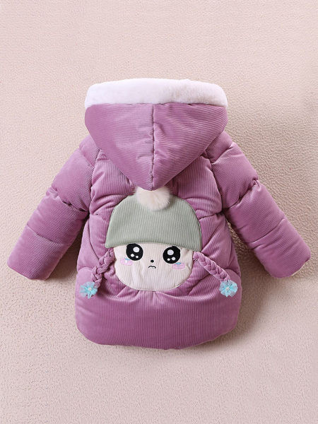Naujo modelio vaikiška žieminė striukė su 3D elementu ir pūkai mergaitėms