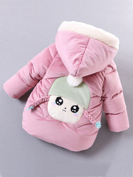 Naujo modelio vaikiška žieminė striukė su 3D elementu ir pūkai mergaitėms
