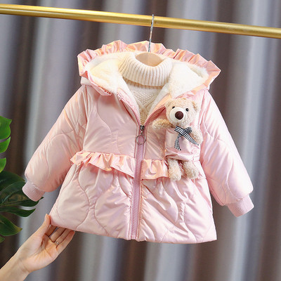 Dječja ležerna jakna za djevojčice s 3D elementom u ružičastoj i crvenoj boji