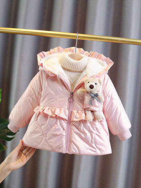 Dječja ležerna jakna za djevojčice s 3D elementom u ružičastoj i crvenoj boji