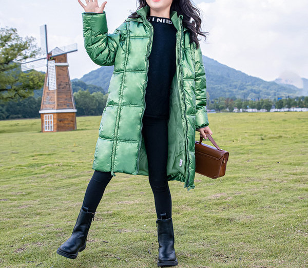 Moderna duga jakna za djevojčice s patentnim zatvaračem i kapuljačom