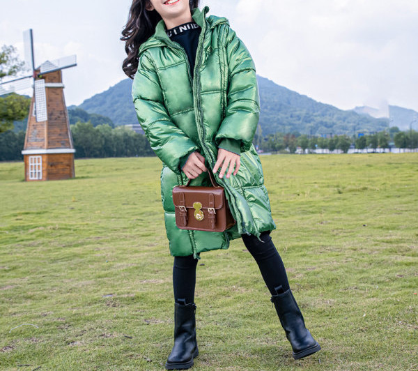 Moderna duga jakna za djevojčice s patentnim zatvaračem i kapuljačom