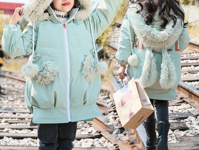 Moderna duga jakna za djevojčice s patentnim zatvaračem i kapuljačom