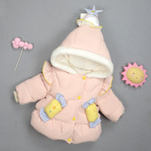 Dječja jakna sa 3D elementom i kapuljačom u dvije boje za djevojčice