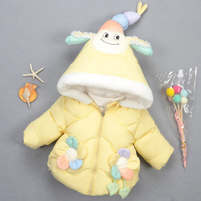 Dječja jakna sa 3D elementom i kapuljačom u dvije boje za djevojčice