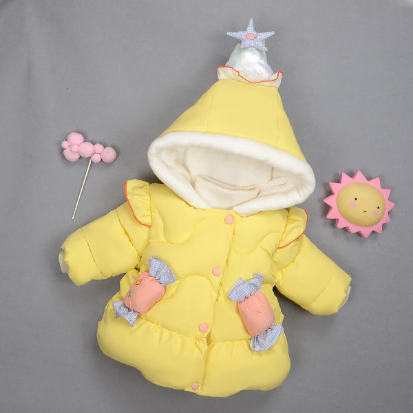 Dječja jakna sa 3D elementom i kapuljačom u dvije boje za djevojčice