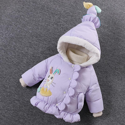 Ležerna dječja jakna za djevojčice sa kapuljačom i 3D elementom u više boja