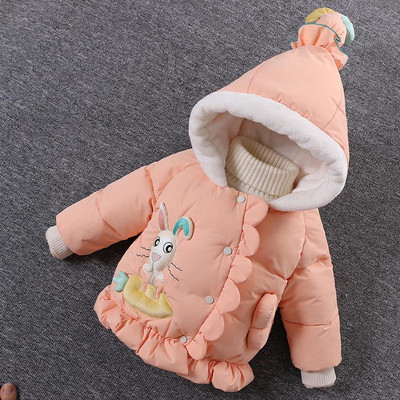 Ležerna dječja jakna za djevojčice sa kapuljačom i 3D elementom u više boja