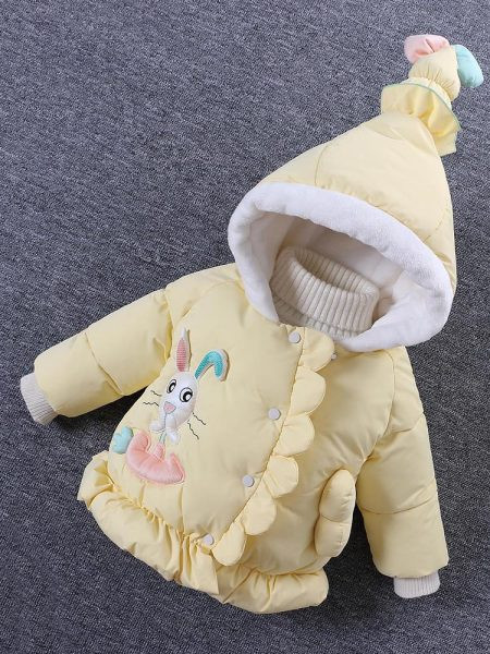 Ležerna dječja jakna za djevojčice sa kapuljačom i 3D elementom u više boja