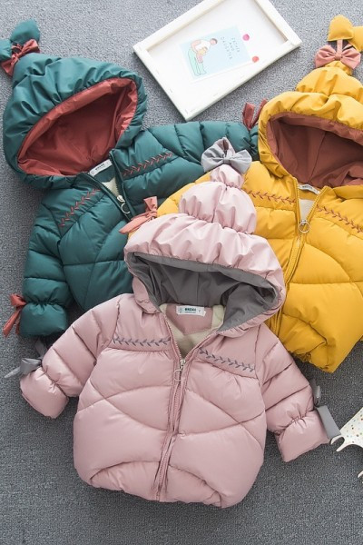 Dječja jakna s patentnim zatvaračem i kapuljačom u tri boje za djevojčice