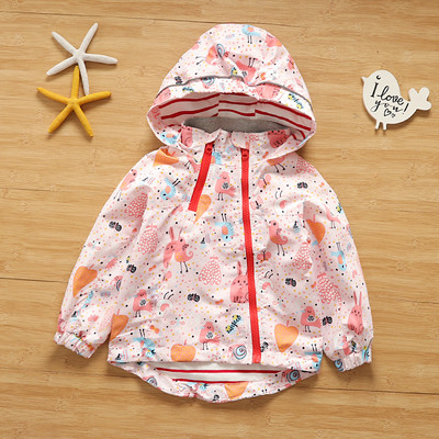 Moderna dječja jakna u boji s kapuljačom i patentnim zatvaračem za djevojčice