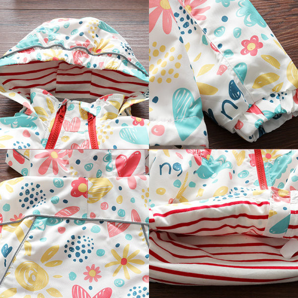 Moderna dječja jakna u boji s kapuljačom i patentnim zatvaračem za djevojčice