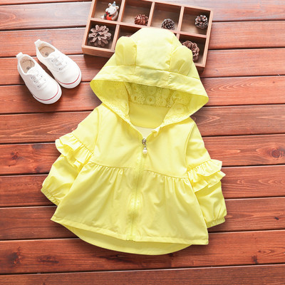 Proljetna jakna s kovrčama za djevojčice s kapuljačom i 3D elementom