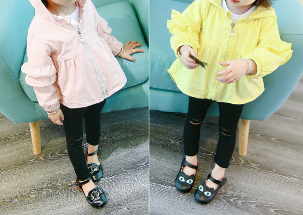 Proljetna jakna s kovrčama za djevojčice s kapuljačom i 3D elementom