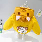 Vaikiška striukė su gobtuvu ir kelių spalvų spalvota aplikacija