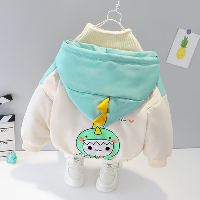 Vaikiška striukė su gobtuvu ir kelių spalvų spalvota aplikacija