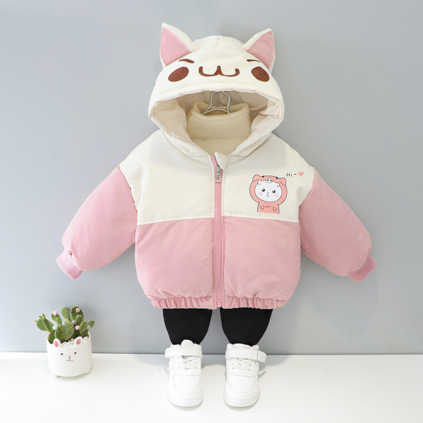 Vaikiška striukė su gobtuvu ir kelių spalvų spalvota aplikacija