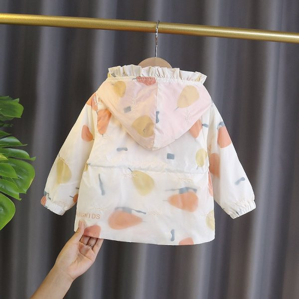Ležerna dječja jakna s kapuljačom i dugim rukavima za djevojčice