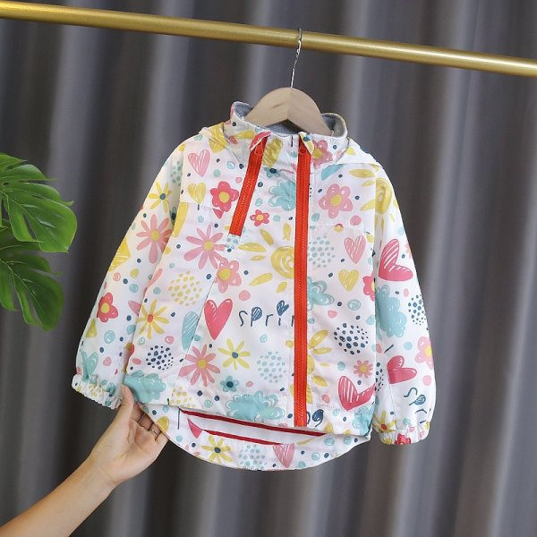 Vaikiška asimetriška striukė mergaitėms su gobtuvu