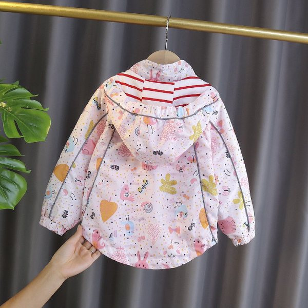 Vaikiška asimetriška striukė mergaitėms su gobtuvu