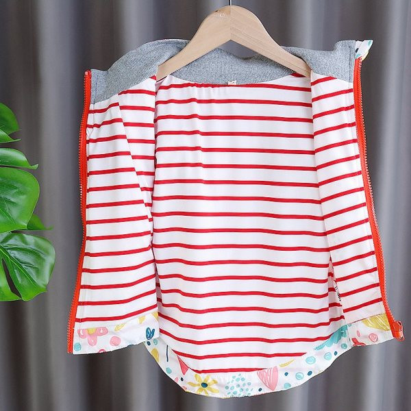 Vaikiška asimetriška striukė mergaitėms su gobtuvu