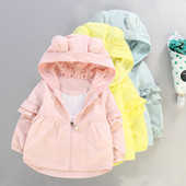 Moderna dječja jakna za djevojčice s kapuljačom i 3D elementom u tri boje