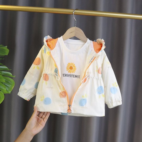 Dječja proljetna jakna za djevojčice s kapuljačom