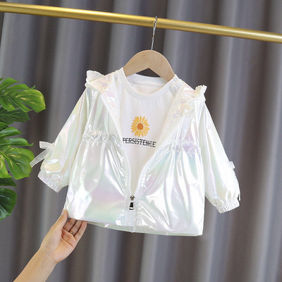 Novi model dječje jakne sa trakama i kapuljačom za djevojčice