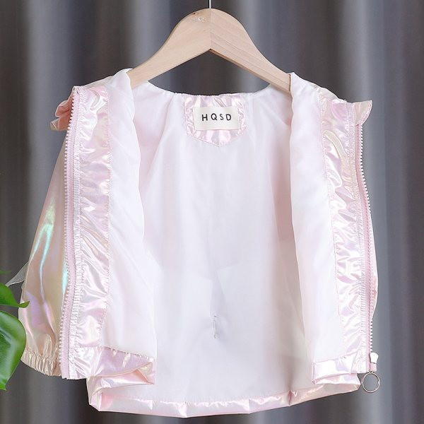 Novi model dječje jakne sa trakama i kapuljačom za djevojčice