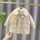 Dječja jakna za djevojčice u bež boji sa dugmićima
