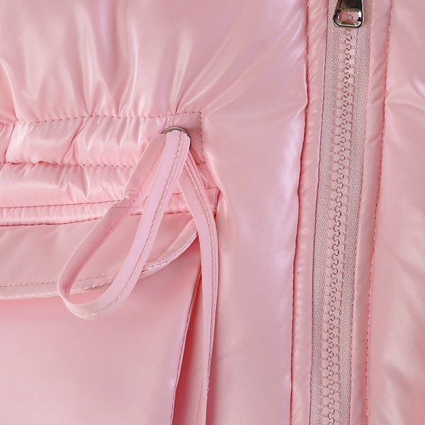 Dječja roza jakna s kapuljačom i vezicama u struku