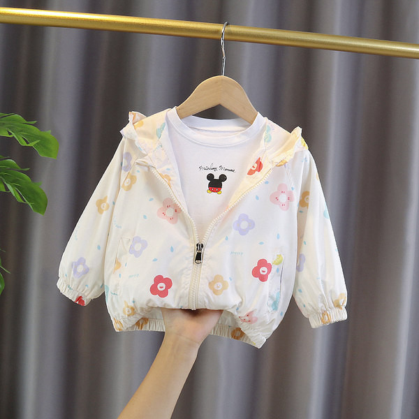 Proljetna dječja jakna s patentnim zatvaračem i kapuljačom za djevojčice