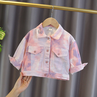 Dječja ležerna jakna s gumbima i džepovima u ružičastoj boji