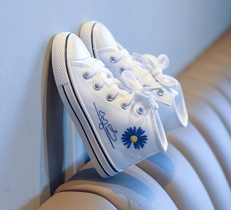 Dječje platnene tenisice s vezom za djevojčice