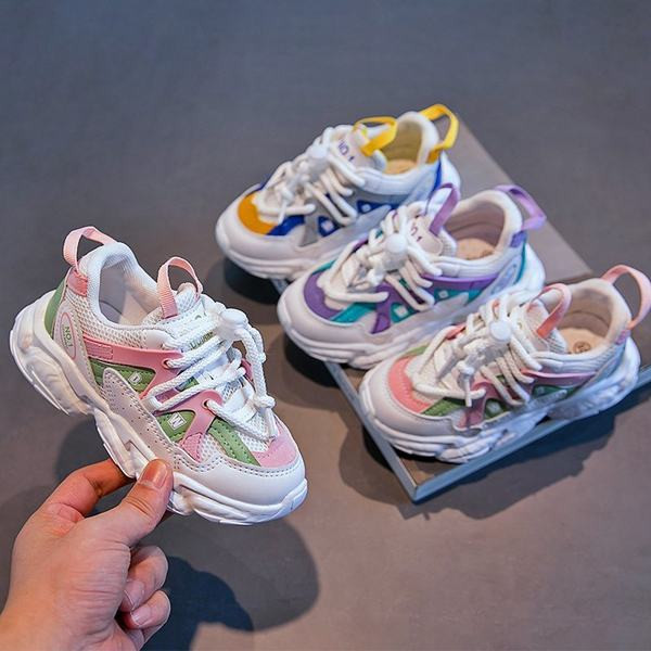 Πολύχρωμα παιδικά αθλητικά παπούτσια με τραχιά σόλα για κορίτσια