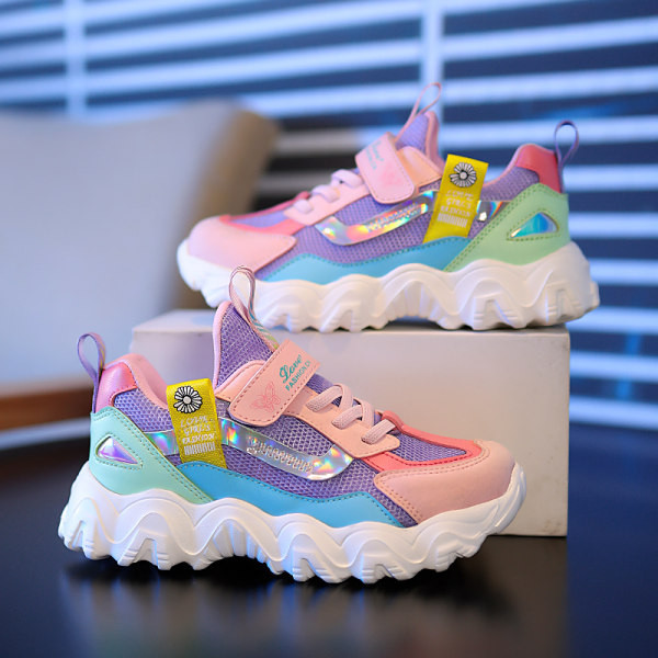 Νέο μοντέλο παιδικά χρωματιστά αθλητικά παπούτσια με τραχιά σόλα για κορίτσια