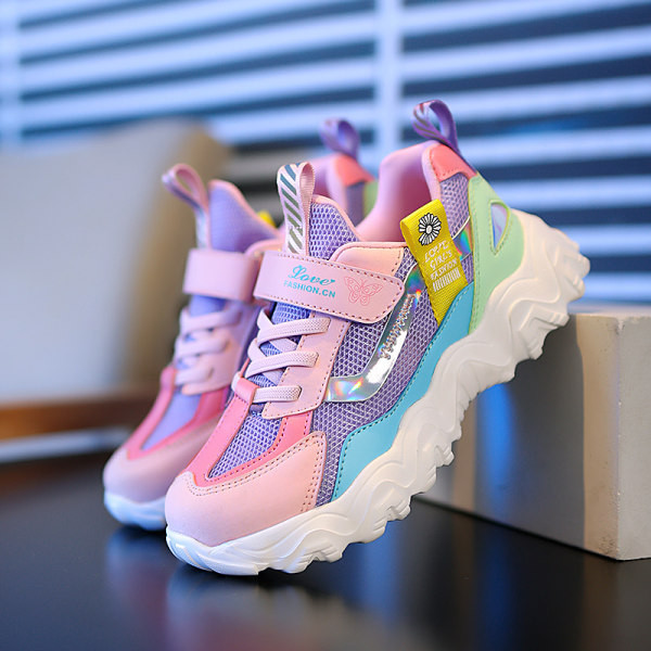 Νέο μοντέλο παιδικά χρωματιστά αθλητικά παπούτσια με τραχιά σόλα για κορίτσια