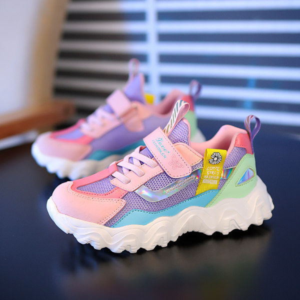 Νέο μοντέλο παιδικά χρωματιστά αθλητικά παπούτσια με τραχιά σόλα για κορίτσια