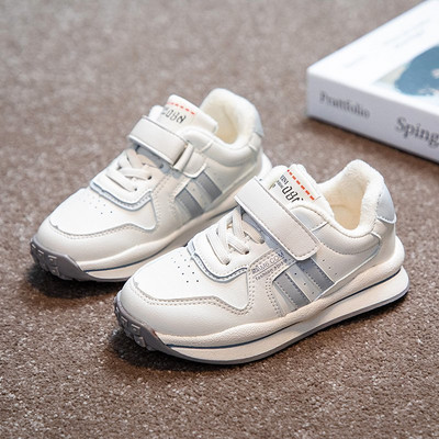 Adidași moderni pentru copii cu autocolante și cravate în alb