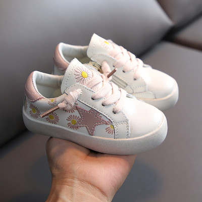 Adidași pentru copii cu flori brodate și talpă plată